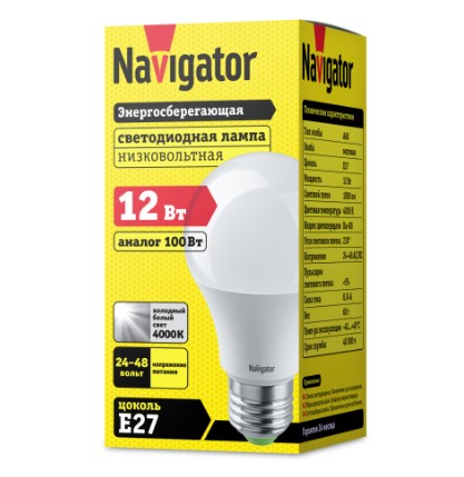 Лампа NLL-A60-12-24/48-4K- E27 61 478 Navigator